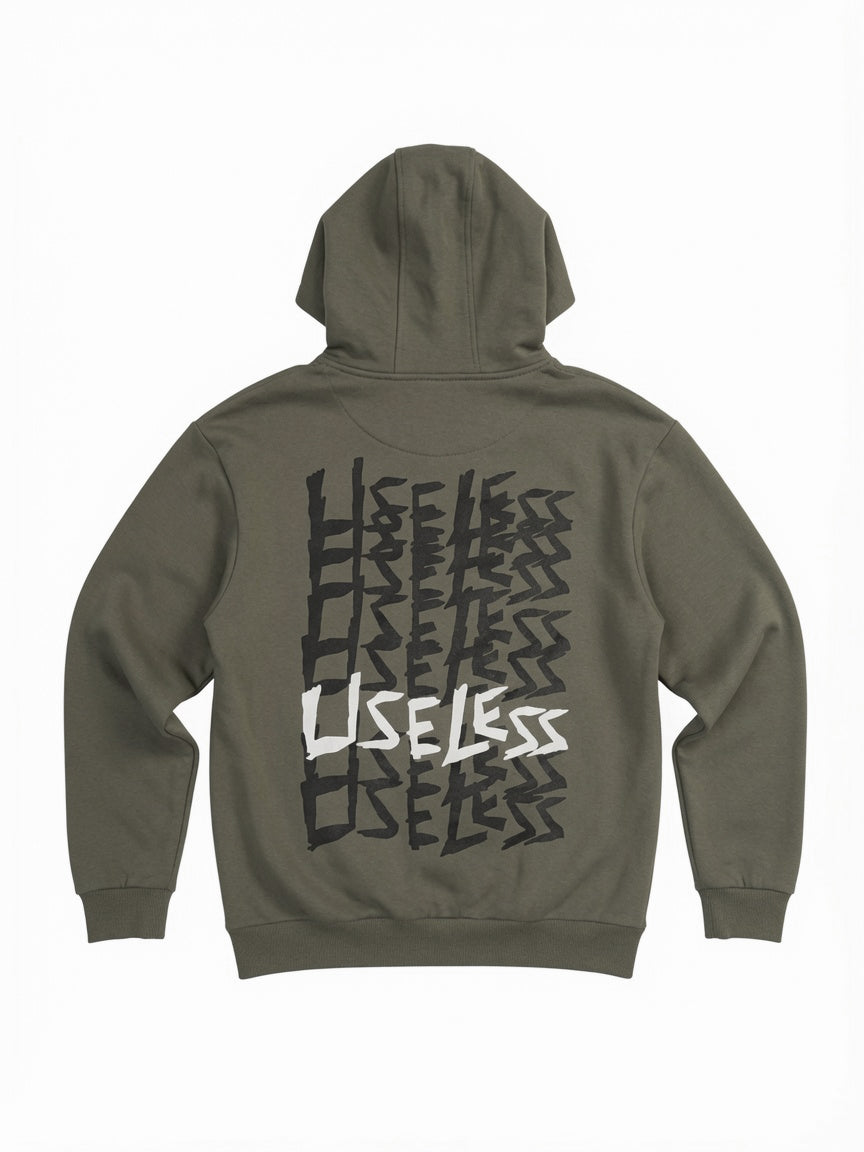 Scrawled Premium Oversized Hoodie Olive