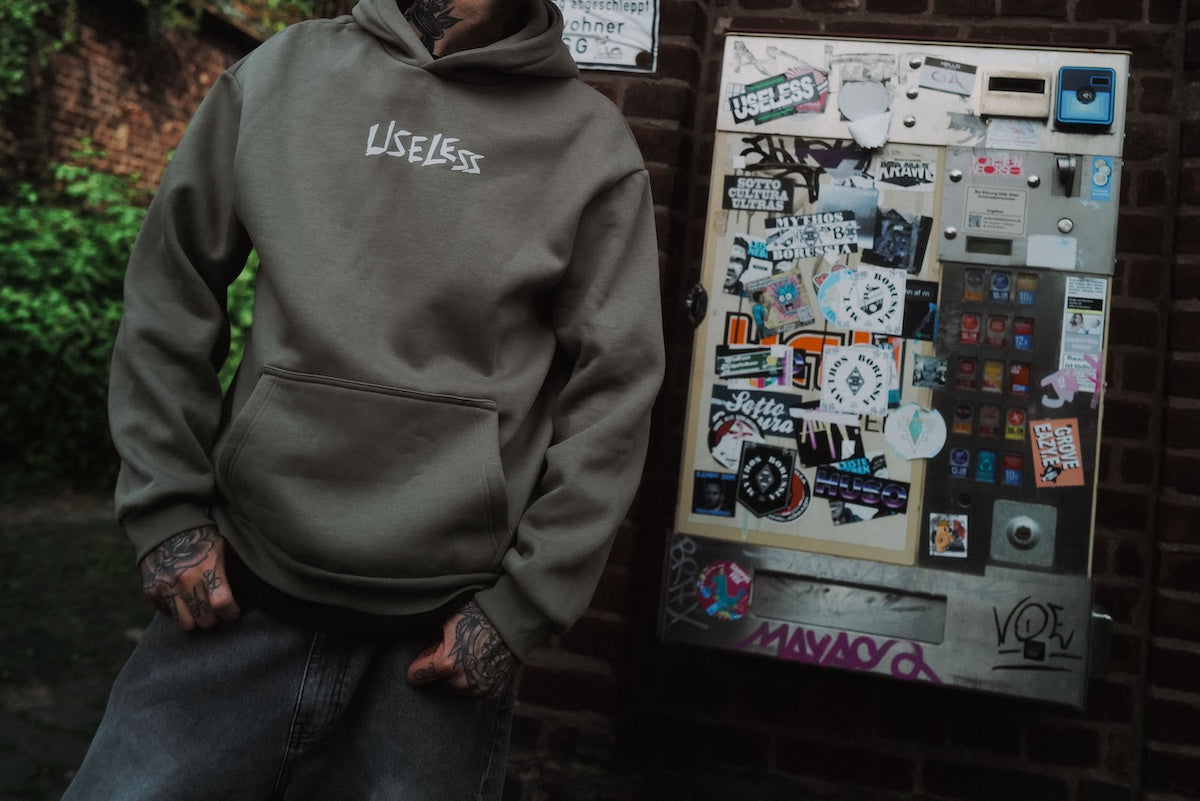 Scrawled Premium Oversized Hoodie Olive