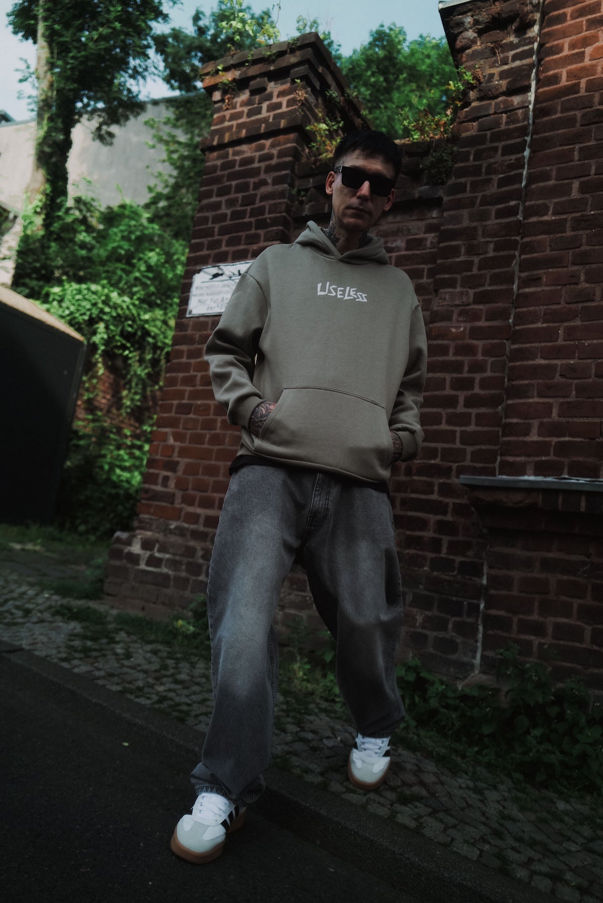 Scrawled Premium Oversized Hoodie Olive