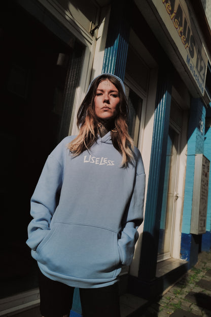 Scrawled Premium Oversized Hoodie Powderblue
