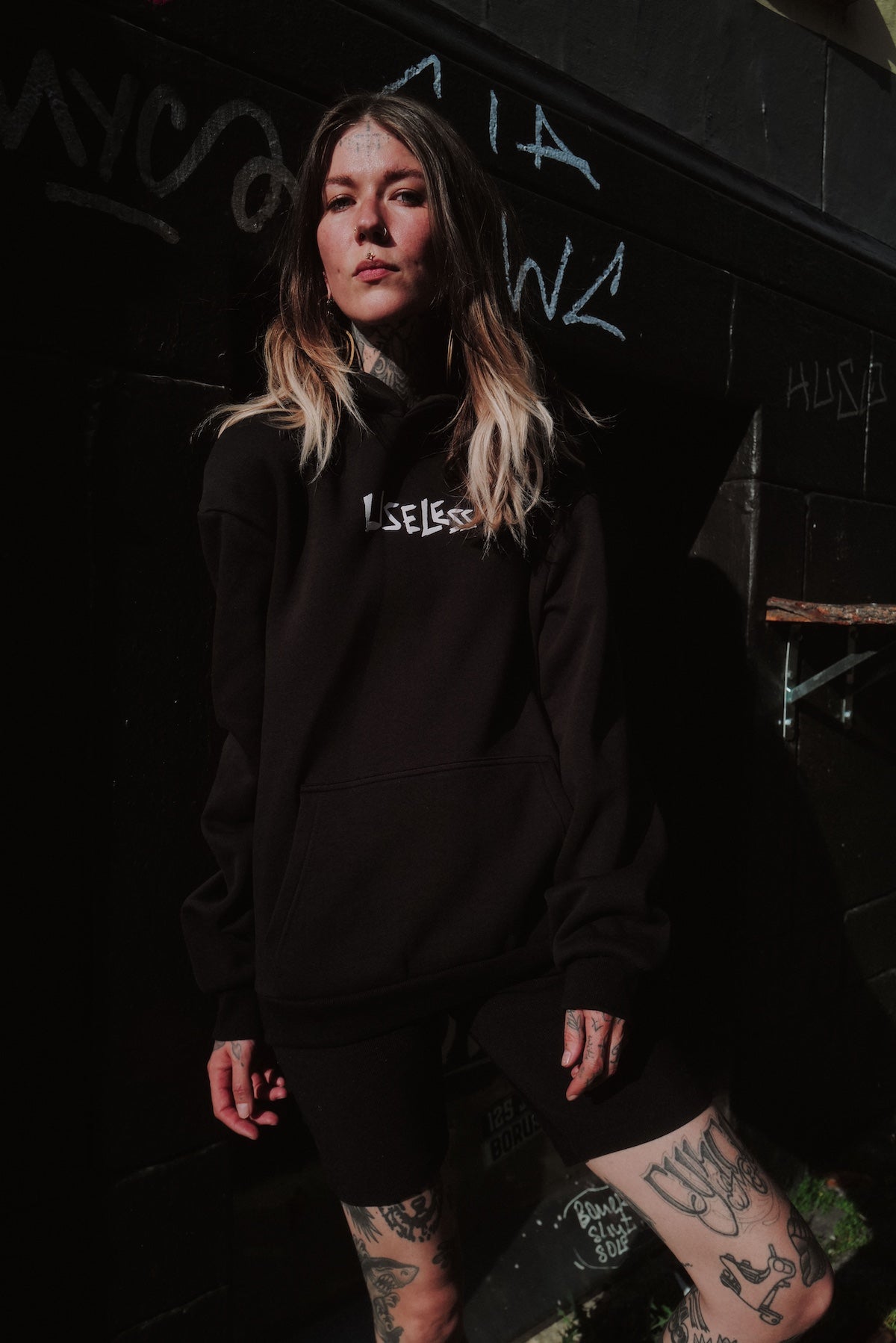Scrawled Premium Oversized Hoodie Schwarz