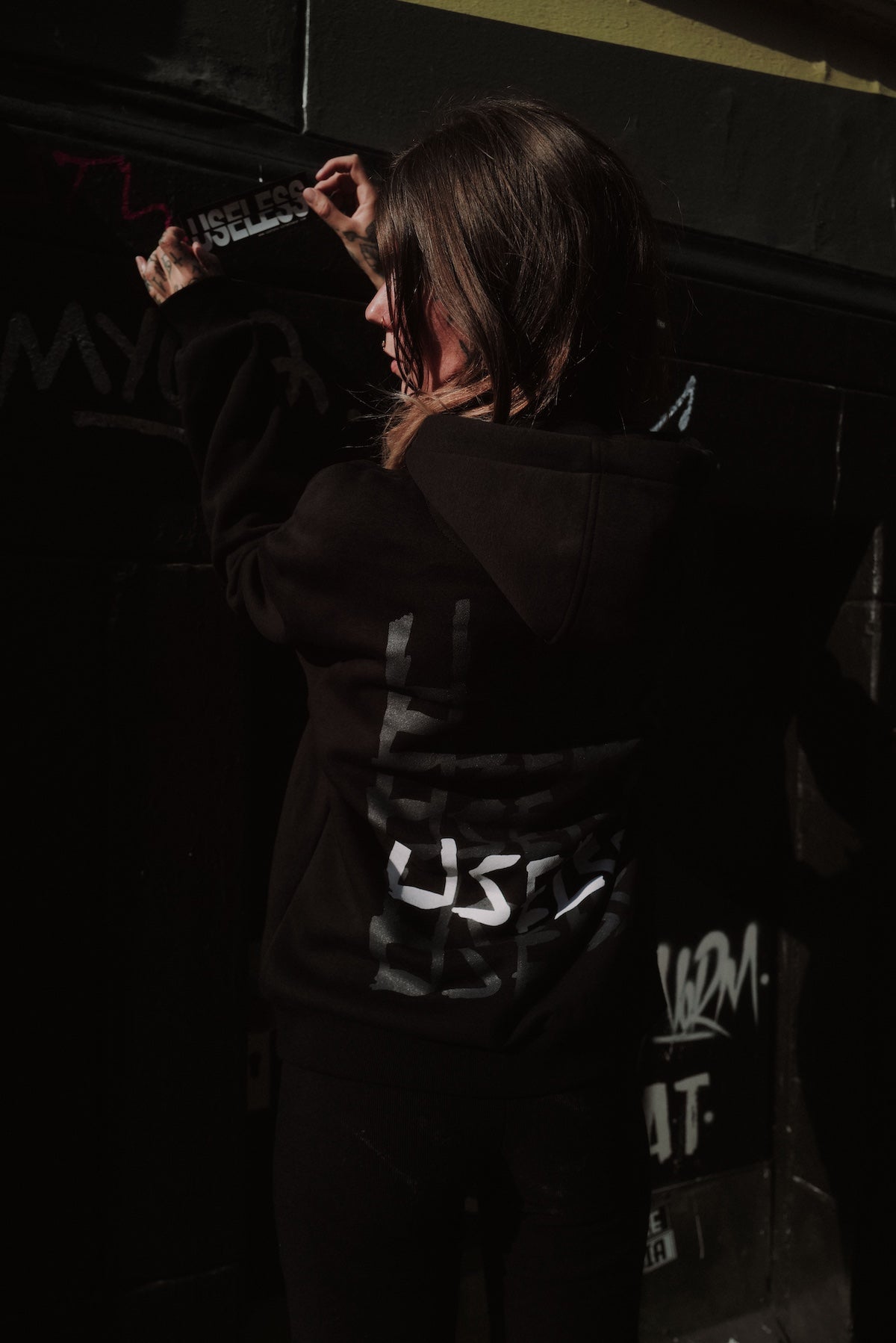 Scrawled Premium Oversized Hoodie Schwarz