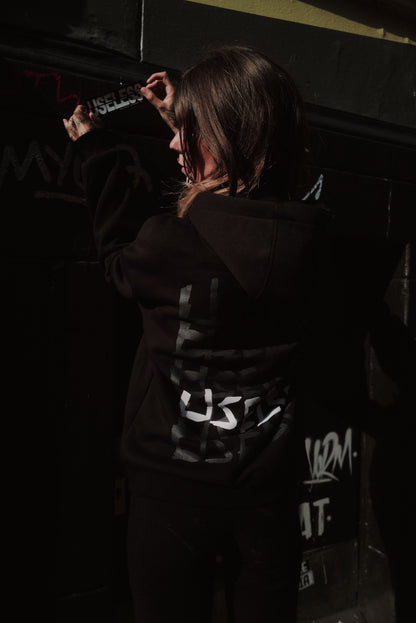 Scrawled Premium Oversized Hoodie Schwarz