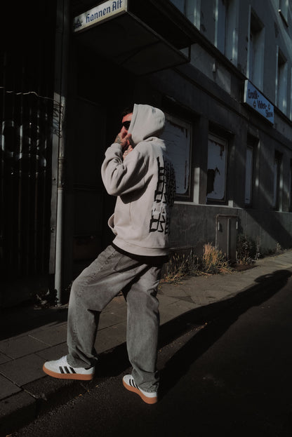 Scrawled Premium Oversized Hoodie Lightasphalt