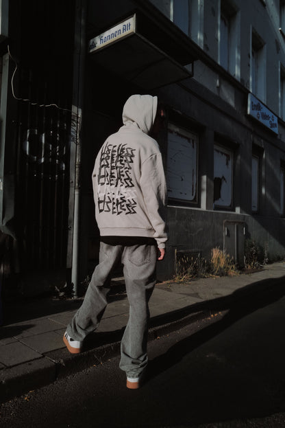 Scrawled Premium Oversized Hoodie Lightasphalt