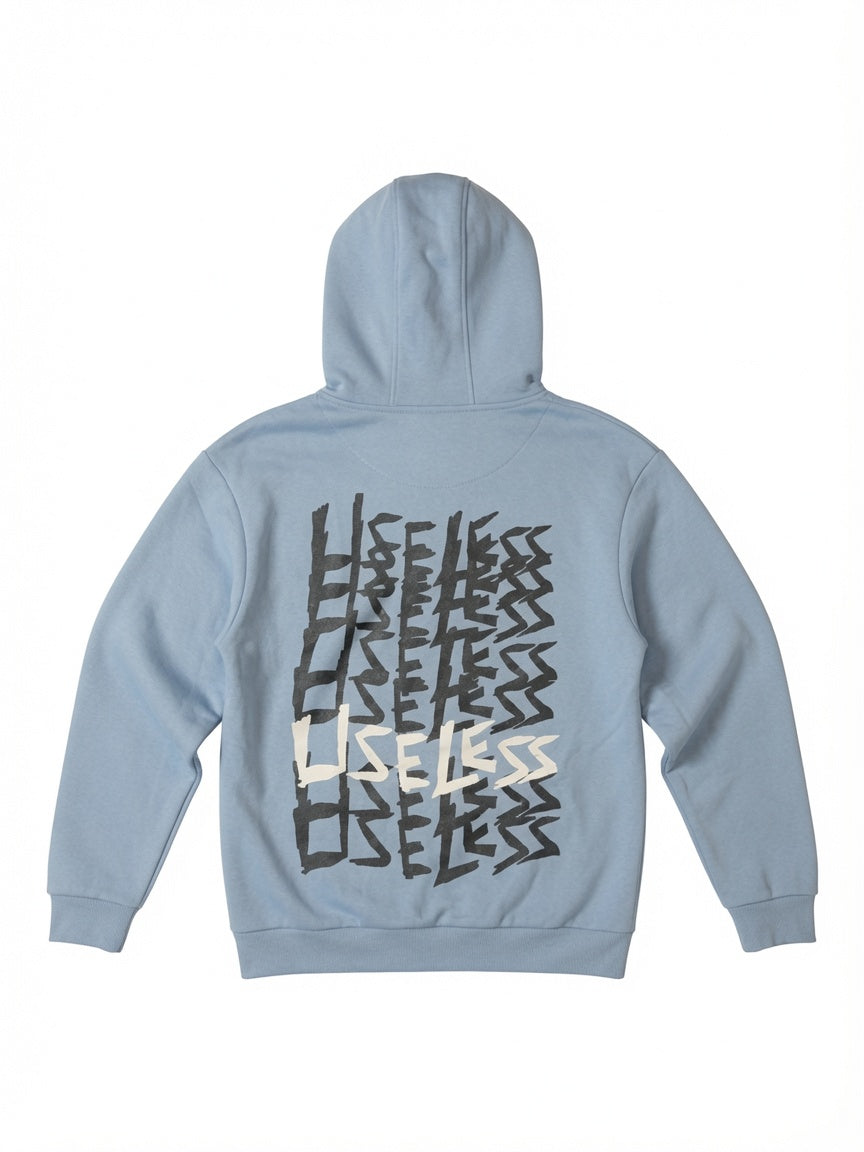 Scrawled Premium Oversized Hoodie Powderblue