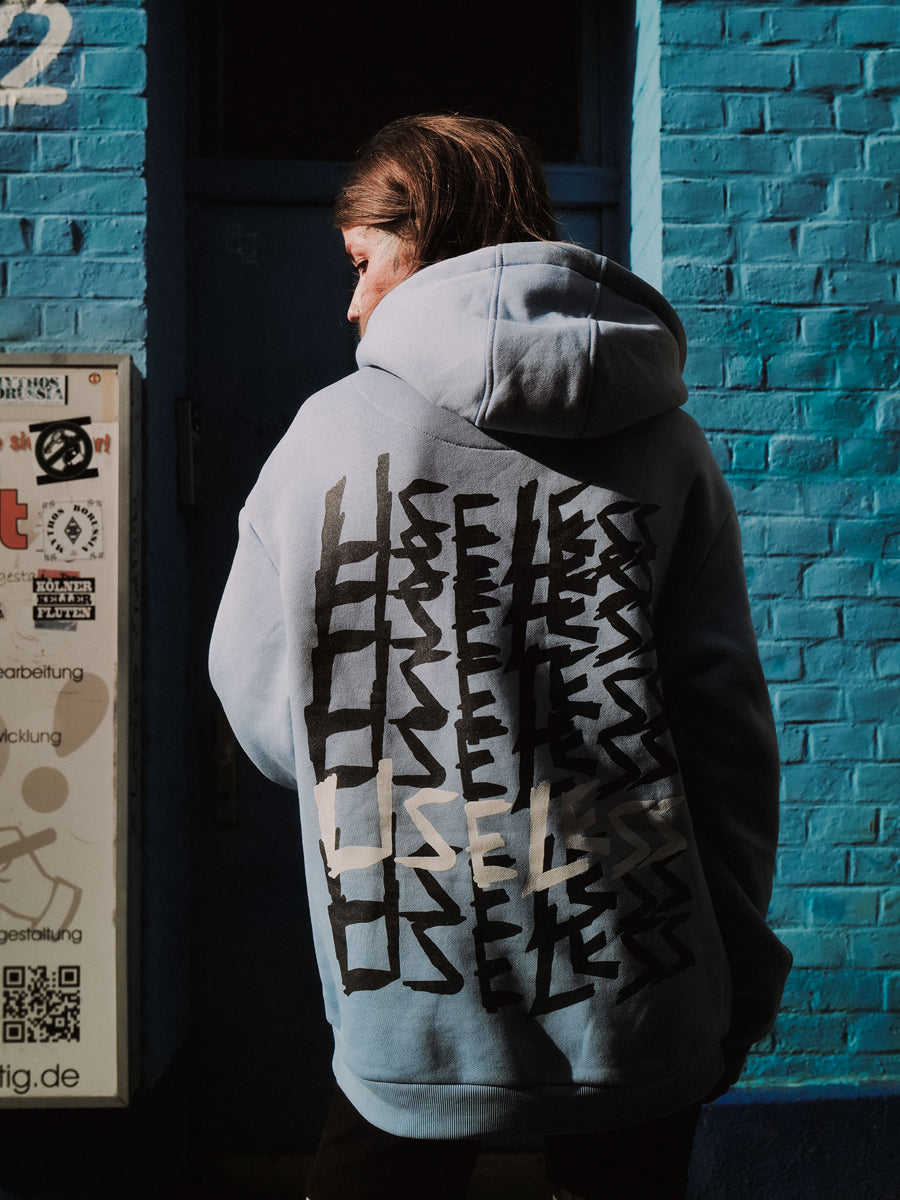 Scrawled Premium Oversized Hoodie Powderblue