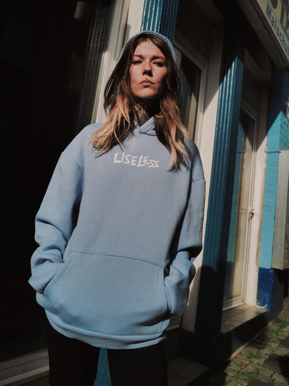 Scrawled Premium Oversized Hoodie Powderblue