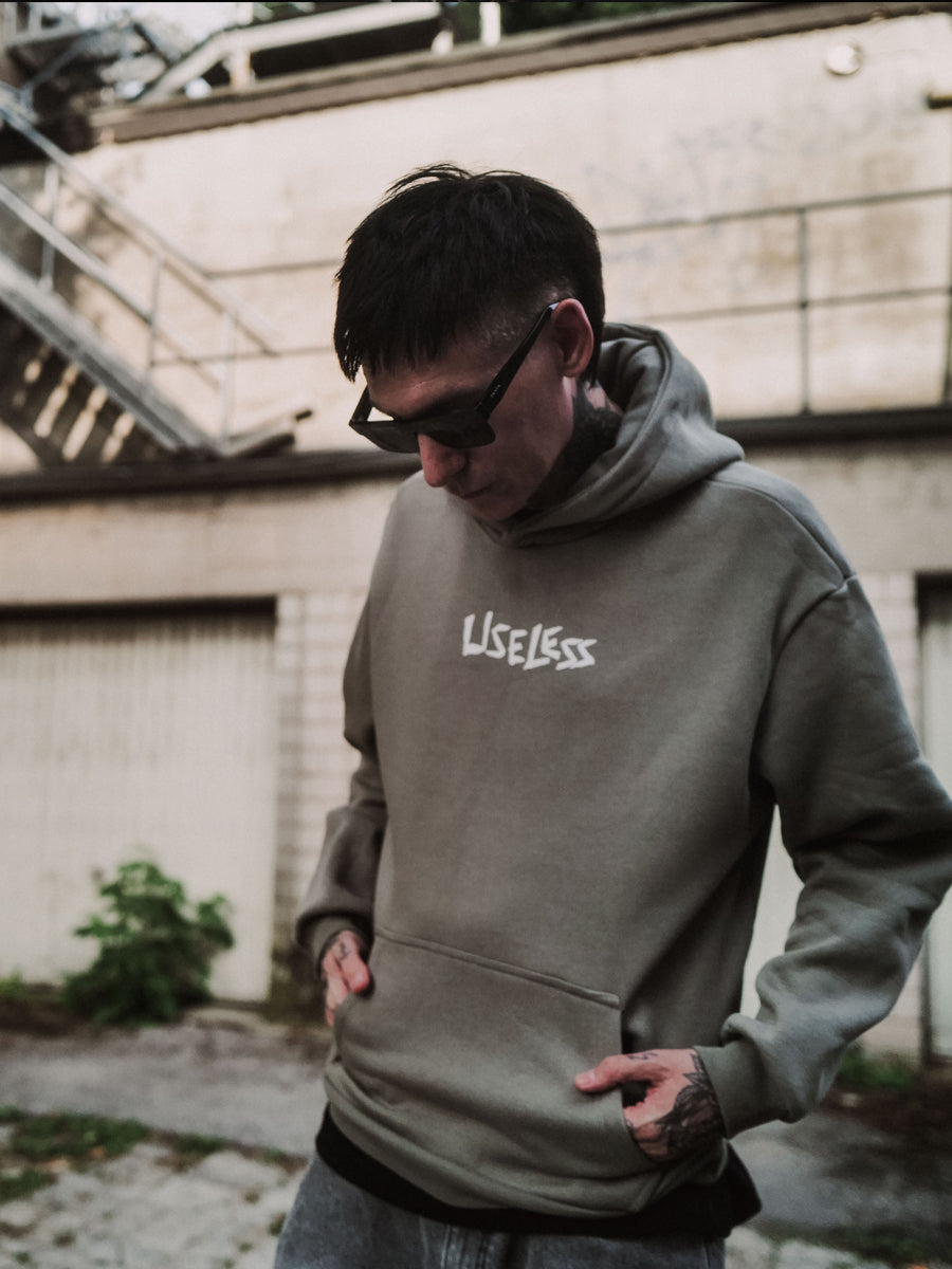 Scrawled Premium Oversized Hoodie Olive