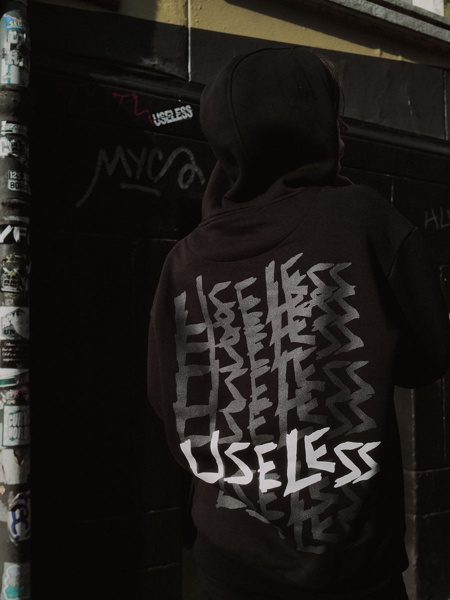 Scrawled Premium Oversized Hoodie Schwarz