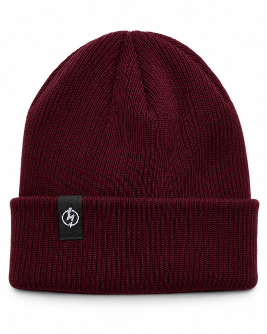 Useless Bio Baumwolle Beanie in Burgundy mit aufgenähtem Logo-Label