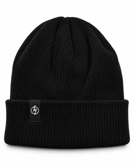 Useless Bio Baumwolle Beanie in Schwarz mit aufgenähtem Logo-Label